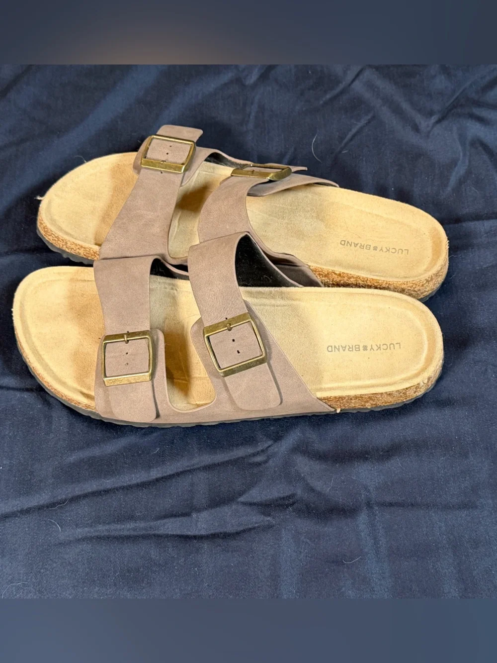 Lucky Brand Brown Double-Buckle Slide Sandals 12
